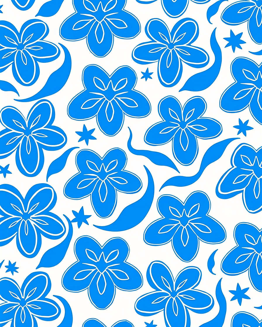 Bold Blue Tropical Floral Medley Rug