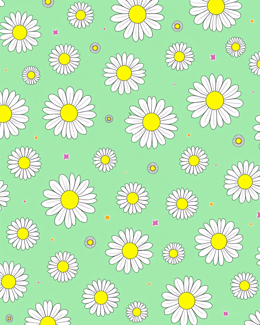 White Daisy Garden Mint Background Rug