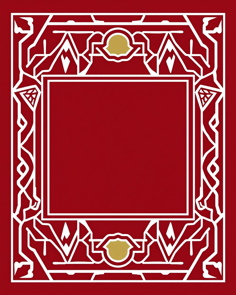 Crimson White Geometric Crest Rug