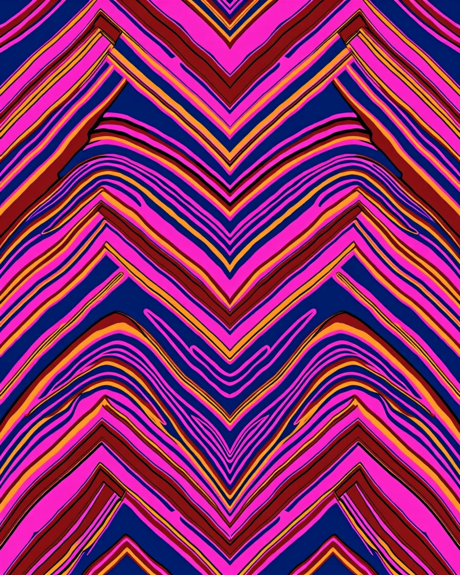 Vibrant Pink Blue Chevron Stripes Rug