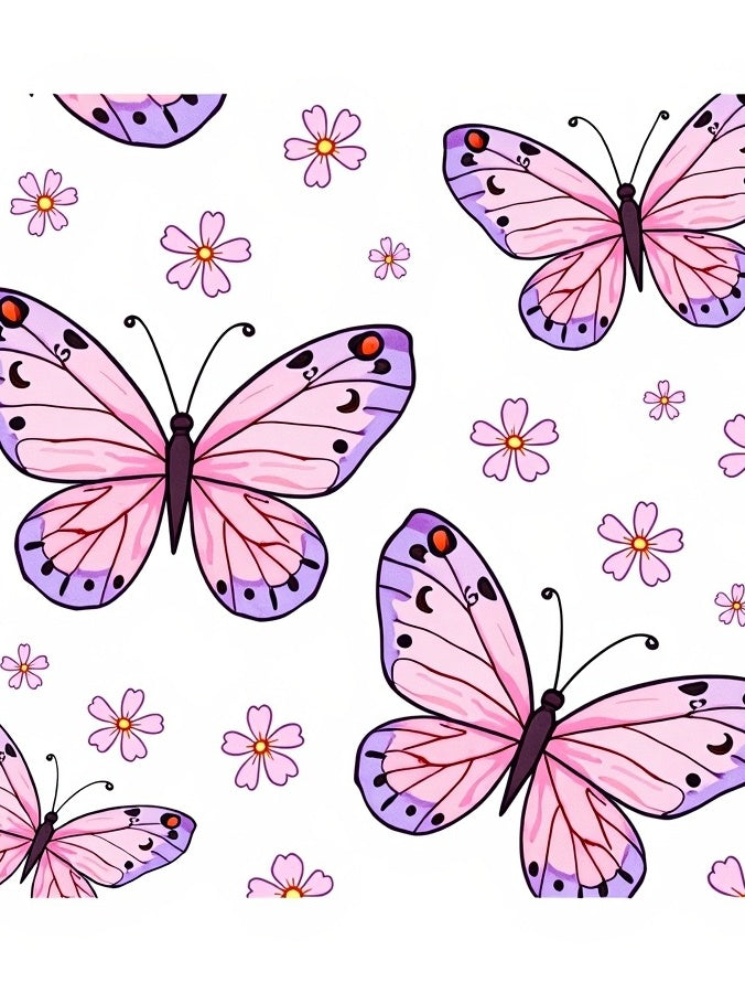 Whimsical Pink Butterfly Garden Rug