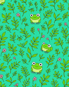 Whimsical Frogs Green Foliage Bloom Rug