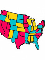 Vibrant United States Color Block Map Rug