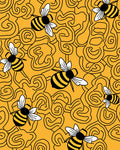 Whimsical Yellow Swirl Honeybee Rug