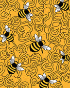 Whimsical Yellow Swirl Honeybee Rug