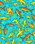 Bright Yellow Orange Ocean Sharks Rug