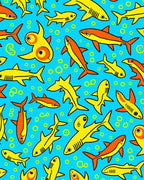 Bright Yellow Orange Ocean Sharks Rug
