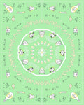 Pastel Green Whimsical Bird Mandala Rug