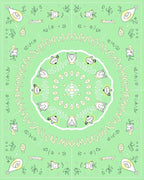 Pastel Green Whimsical Bird Mandala Rug