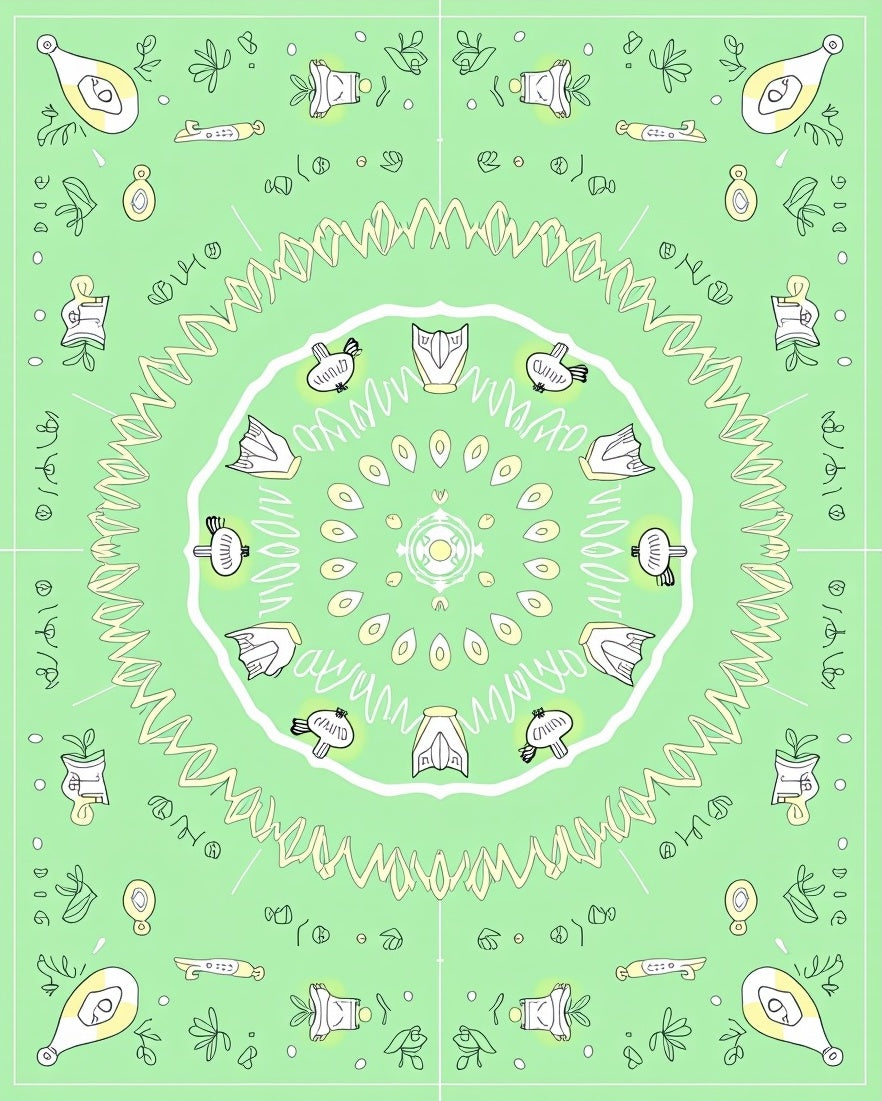 Pastel Green Whimsical Bird Mandala Rug