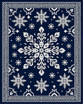 Navy White Snowflake Winter Medallion Rug