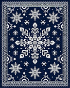 Navy White Snowflake Winter Medallion Rug