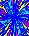 Vibrant Blue Yellow Pink Abstract Burst Rug