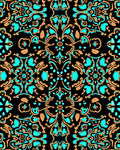 Turquoise And Gold Ornate Floral Rug