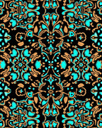 Turquoise And Gold Ornate Floral Rug