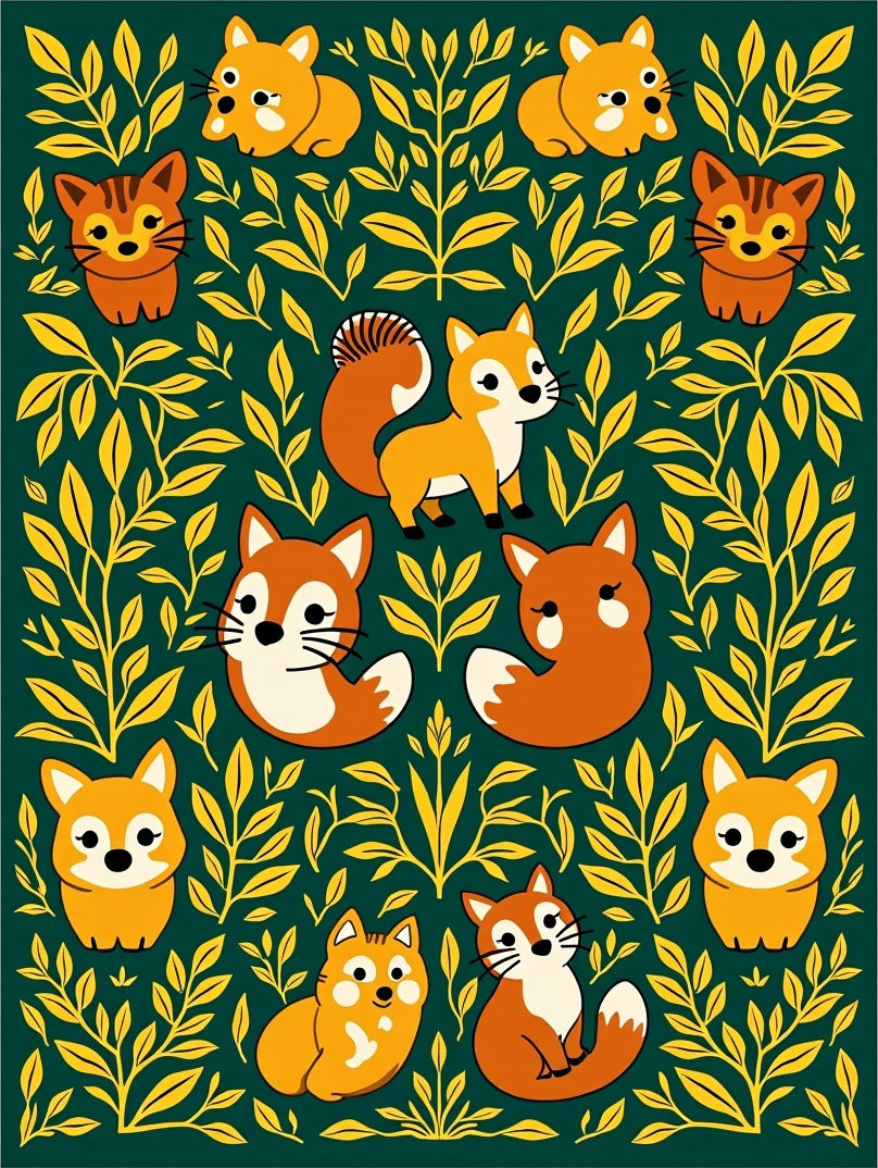 Whimsical Orange Fox Folia Rug
