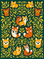 Whimsical Orange Fox Folia Rug
