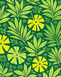 Lush Yellow Green Tropical Foliage Rug