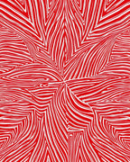 Crimson White Abstract Flow Rug
