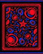 Crimson Blue Star Celestial Blossom Rug