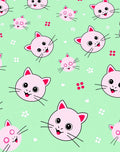 Cute Pink Kitten Faces Mint Background Rug