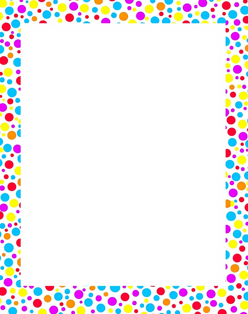 Rainbow Polka Dot Confetti Border Rug
