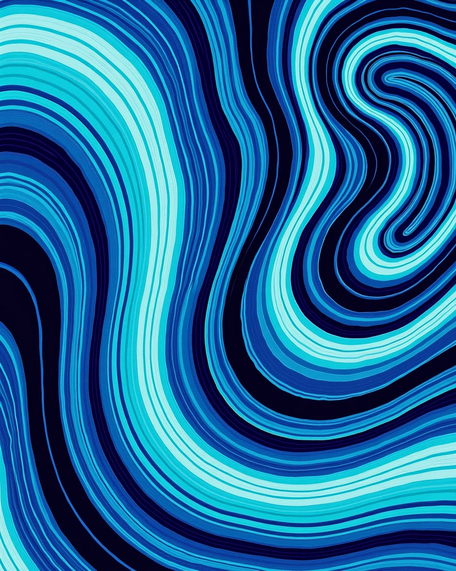 Deep Blue Ocean Agate Swirl Rug