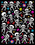 Playful Skeleton Celebration Black Background Rug