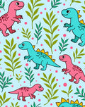 Cute Pink Teal Dinosaur Foliage Roundels Rug