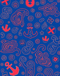 Coral Red Nautical Collage Rug