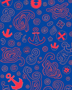 Coral Red Nautical Collage Rug