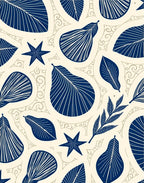 Navy Blue Tropical Leaf Starburst Rug