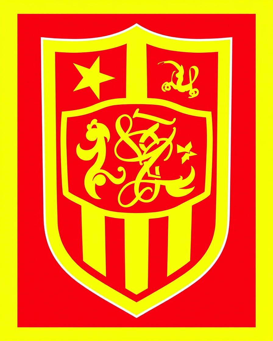 Bold Red Yellow Crest Emblem Rug