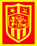 Bold Red Yellow Crest Emblem Rug