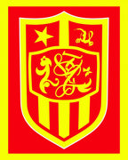 Bold Red Yellow Crest Emblem Rug