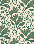 Art Nouveau Green Leaf Vine Rug