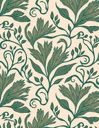 Art Nouveau Green Leaf Vine Rug