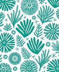 Teal Organic Botanical Collage Rug