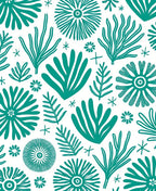 Teal Organic Botanical Collage Rug