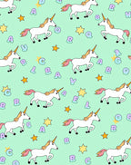 Whimsical Unicorn ABC Stars Background Rug