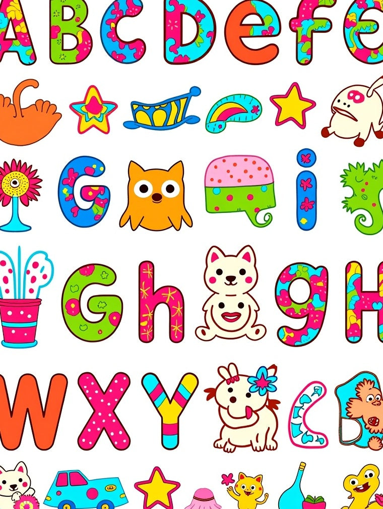 Childrens Alphabet Fun Colorful Characters Rug