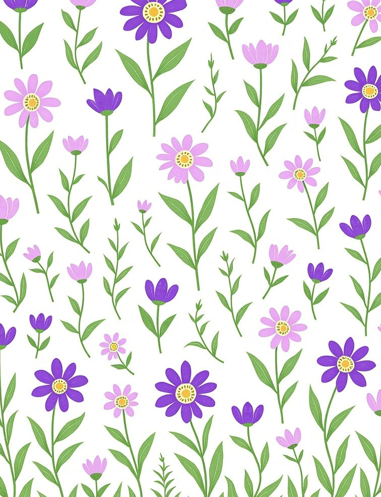 Purple Pink Garden Flower Meadow Rug