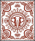 Crimson Elephant Medallion Mandala Rug
