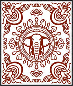 Crimson Elephant Medallion Mandala Rug