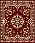 Crimson Ochre Floral Corner Medallion Rug