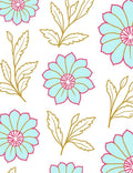 Aqua Pink Golden Floral Arrangement Rug