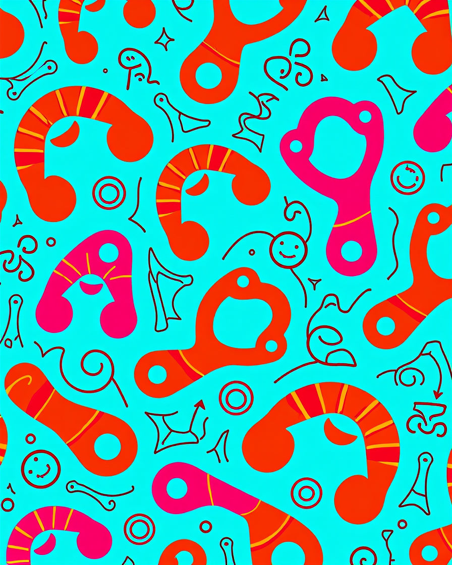 Vibrant Orange Pink Abstract Forms Rug