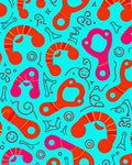 Vibrant Orange Pink Abstract Forms Rug