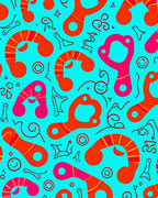 Vibrant Orange Pink Abstract Forms Rug