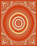 Crimson Sunburst Psychedelic Medallion Rug